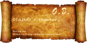 Olajkár Demeter névjegykártya